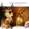 FUNPOLA 68-Piece 3D Puzzle, Acrylic, LED, Metal Puzzle, Golden Deer Clock, DIY Building Model Clock, Table Clock, Handmade for Kids and Adults, Home