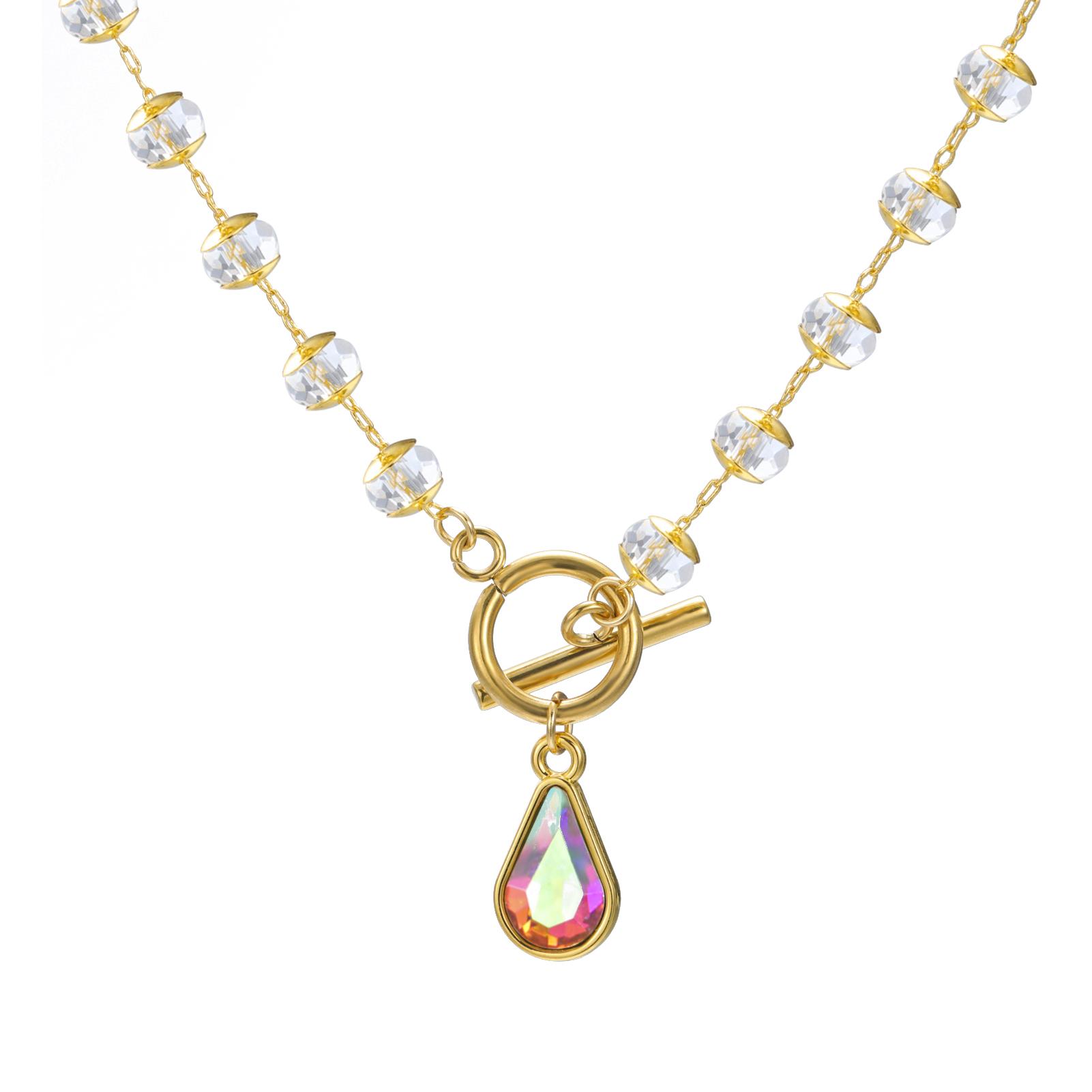 

My Shape Large Water Drop Rhinestone Pendant Necklace for Women Girls OT Buckle Gold Plated Jewelry Wedding Jewelry for Women