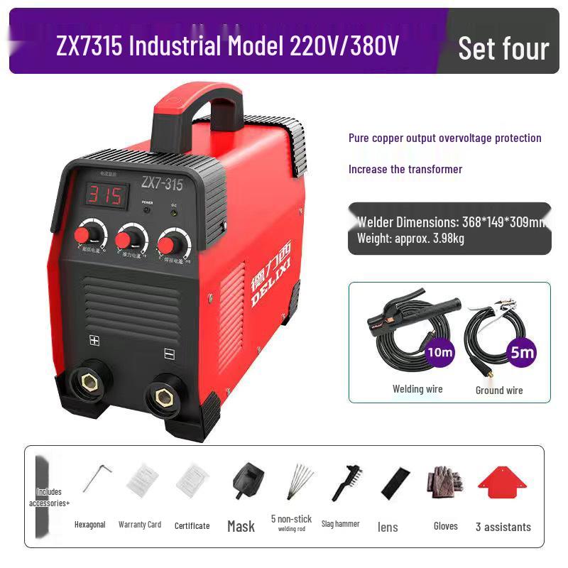 Delixi Dual Voltage Electric Welder 250/315/400A, Industrial Grade, 220V/380V, All-Copper, Automatic.