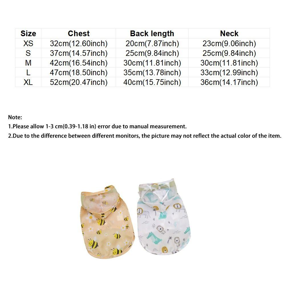 Cute Cartoon Bee Print Dog Hooded Raincoat PVC Light Thin Puppy Rain Poncho with D-ring Pet Waterproof Cloak Outdoor