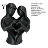 Easy Care Love Ornament 3D Printed Couple Heart Statue, Abstract Minimalist Lovers Embrace Figurine, Romantic Desktop Smooth Curved Lines Art