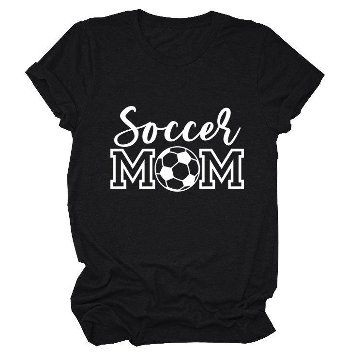 Soccer Mom European and American Crew Neck Women's Casual Loose Short-sleeved eBay Foreign Trade Spot Large Size Comfortable T-shirt