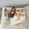 Girls Leather Shoes for Party Wedding Children Shallow Pleated Shoes Kids Flats Moccasins Shoes Anti-Slippery 2024 Autumn Spring