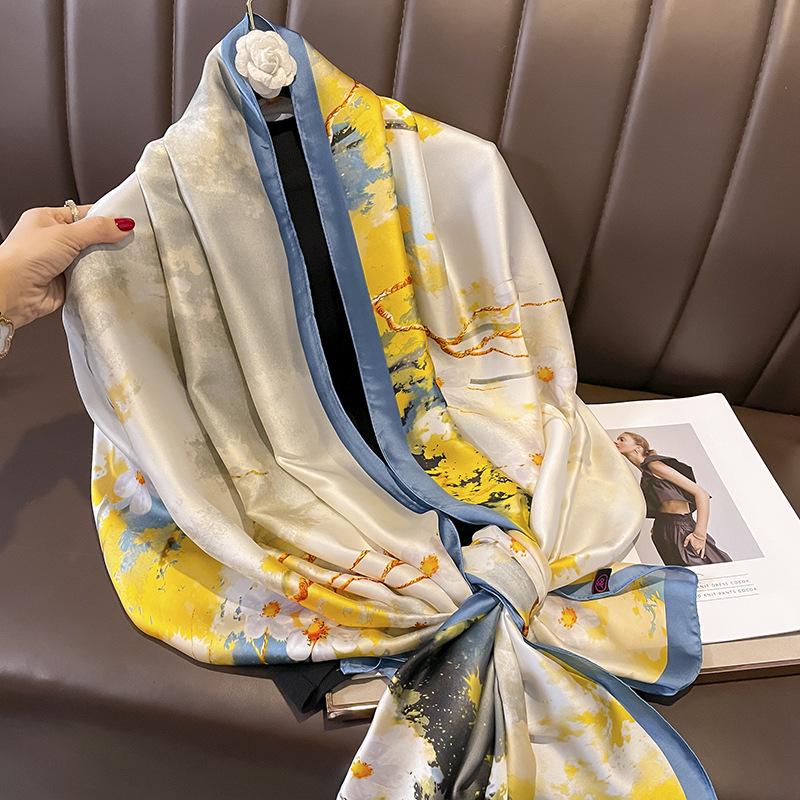 

Шелковый шарф в стиле ретро для женщин среднего возраста — универсальная шаль на весну и осень