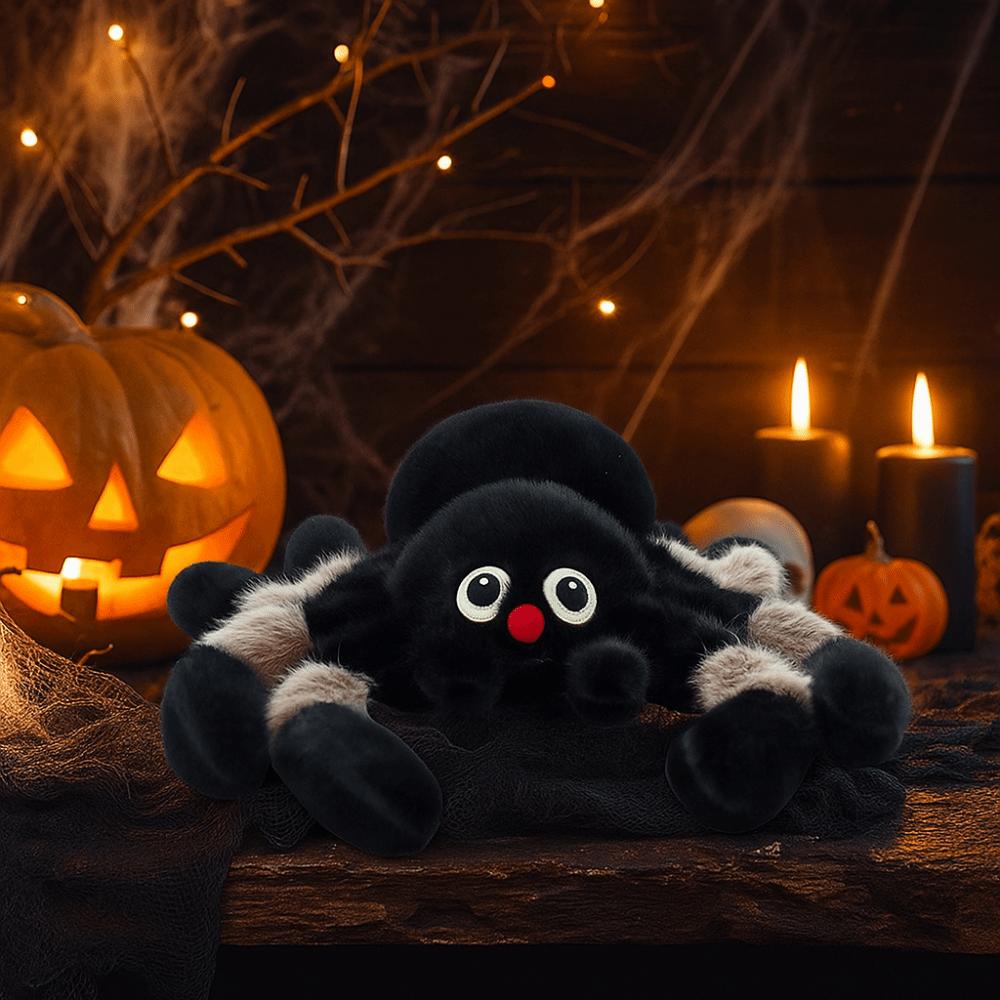 Holloween Decor Spider Stuffed Animal Toy Fluffy Black Crawling Pet Doll  Party Supplies
