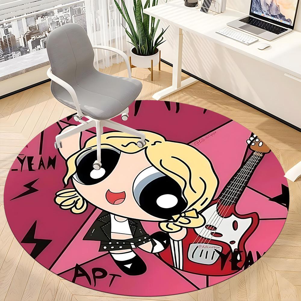 1pc Powerpuff Girls Office Round Area Rug, Under Office Chairs Bedroom Living Room Home Decor, Room Deco, Available in Various Sizes