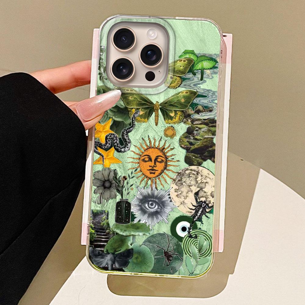 

Green Sun Face Planet Fruit Trendry Phone Case for iphone 16 15 14 7 8 Plus 13 Pro Max X XS XR SE 2022 Apple Back Silicone Cover iphone 13 Pro Max білий