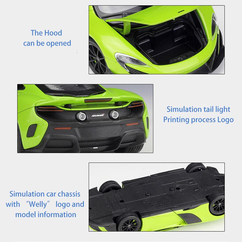 Welly 1:Modello di auto in lega McLaren 675LT in scala 24 Diecast Metallo Veicoli Giocattolo Modello di auto Collezione Alta Simulazione Regali per bambini