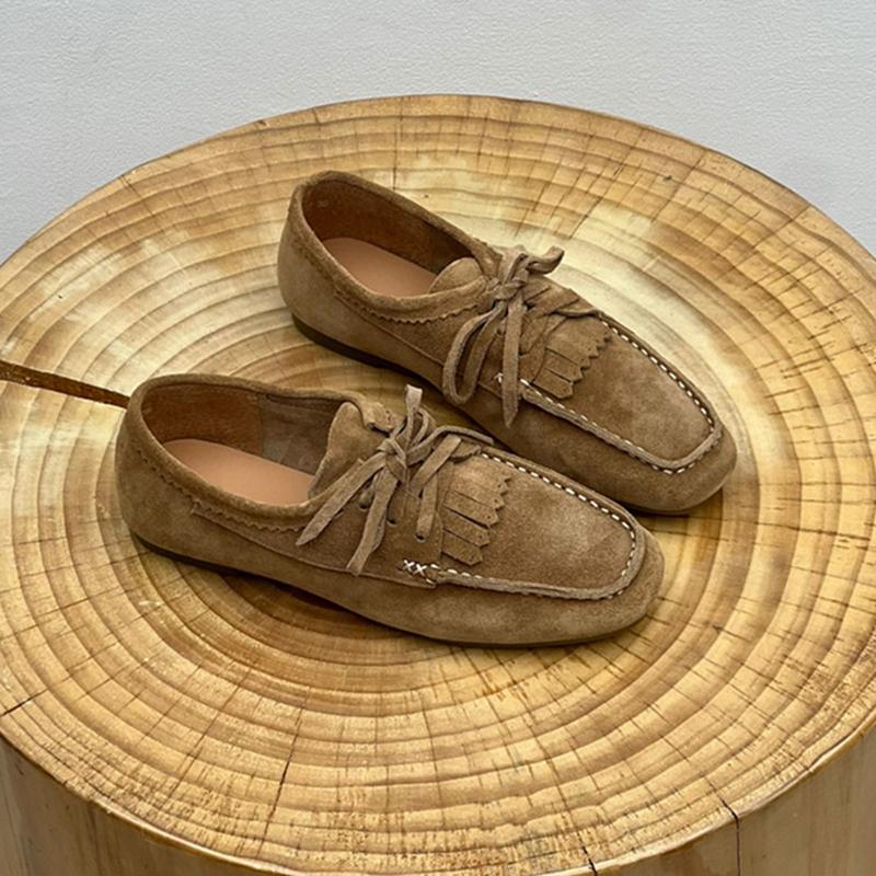 Fashion AIYUQI 2025 Women's Loafers Cow Suede Square Toe Flat Shoes For Women Large Size Shallow Mouth Soft Sole Female Moccasins