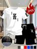 Herren Sommer Netz Poker Karten Druck T-Shirt & Shorts Set