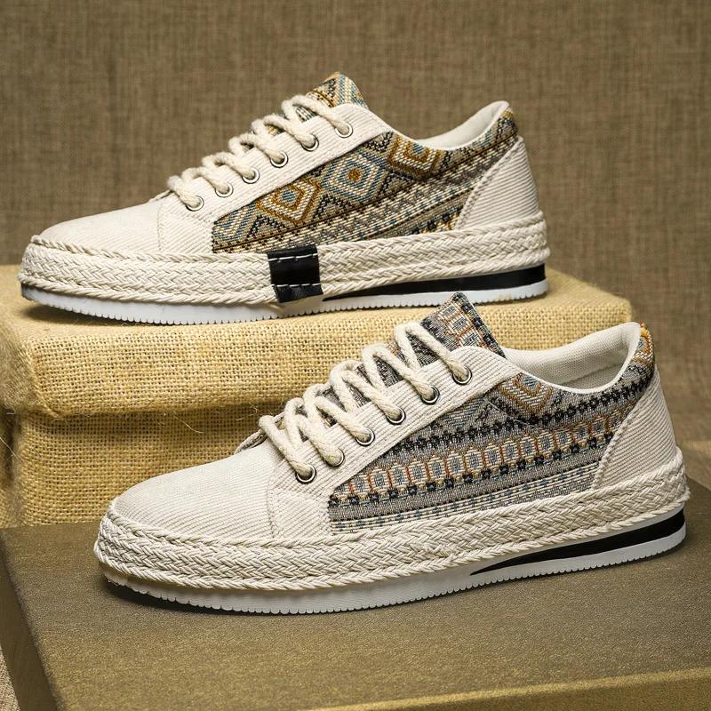 Herren Atmungsaktive Espadrilles Neue Freizeitschuhe Herren Bequeme Walking Plateau Vulkanisierte Sneaker Mode Canvas Sneaker