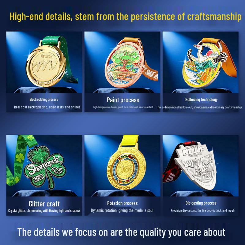 Niestandardowy obrotowy medal metalowy z smyczą - Odznakowa pamiątka krajobrazowa z wypalanym wykończeniem lakierniczym