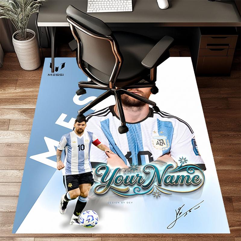 M-Messi Design Area Rug Personalized Name- Non-Slip, Soft & Cozy Floor Mat for Living Room, Office - Indoor/Outdoor Carpet