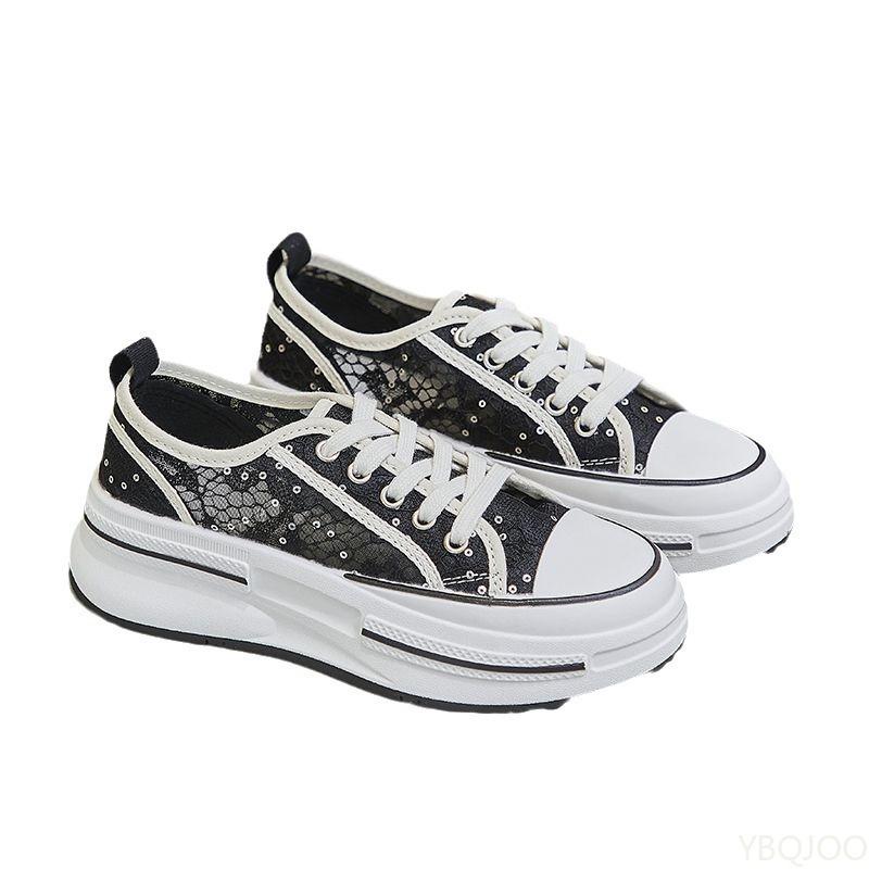 Women's Summer New Thick Soled Versatile Shoes with Breathable Mesh Casual Sports Simple Comfortable Mesh Shoes