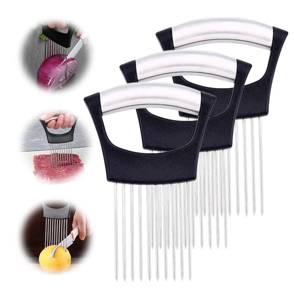 Food Slice Assistant,Stainless Steel Onion Holder Kitchen Gadgets,Easy Quick Slicer For Tomatoes Lemon,Meat Slicer For Home Use