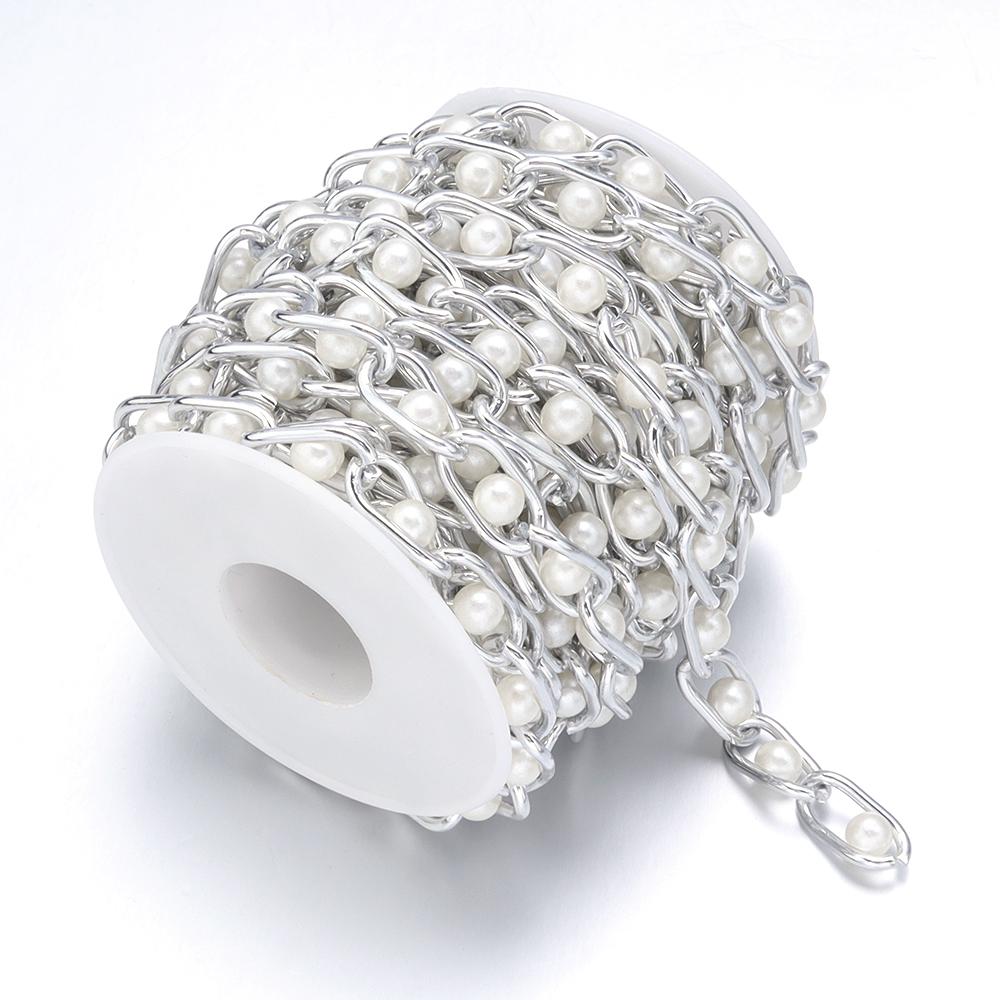5 Yards/Roll Aluminum Pearl Chains Gold Silver Color Wide Link Chain for Jewelry Making Clothing Bag Chain Accessories Supplies