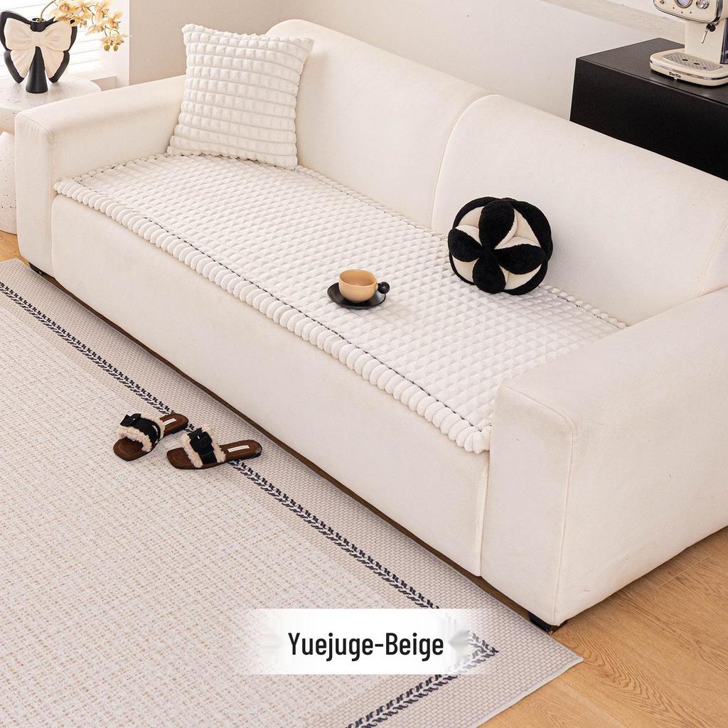 2025 New Winter Plush Thick Leather Non-Slip Sofa Cushion Cover