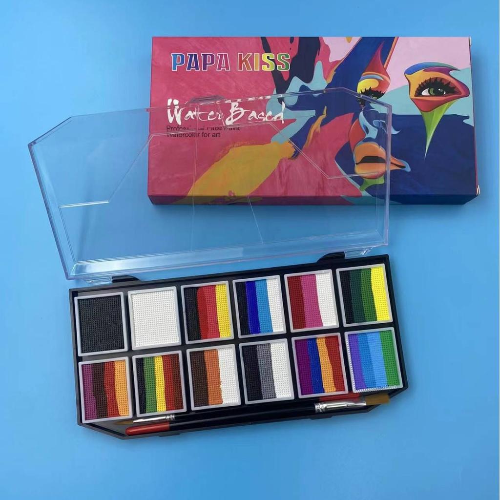 12-Color Patchwork Body Paint: Removable, Brush-Ready, Easy To Apply Halloween Stage Pigment