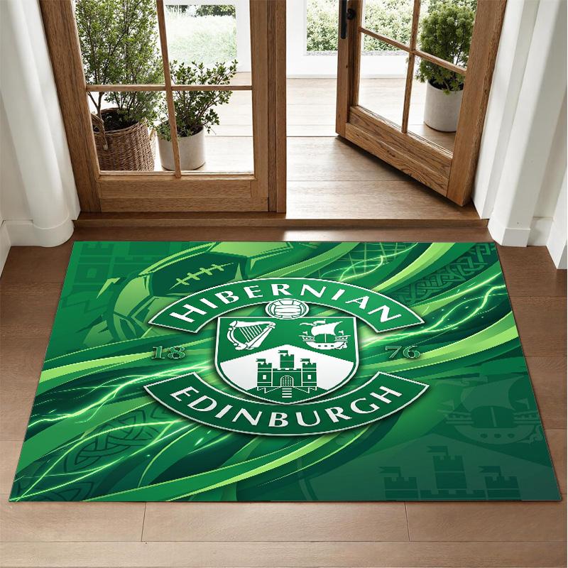 Hibernian FC Design Crystal Velvet Rug Soft Decorative Mat for Bedroom Entrance