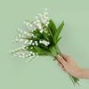 6pcs White Bellflower Artificial Lily Valley Orchid Flower For Home Garden Decoration Wedding Party Bride Bouquet Fake Plant