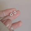 Silver Plated Ear Hypoallergenic Romantic Zircon Flower Butterfly Stud Earrings Piercing for Women Teen Jewelry Accessories