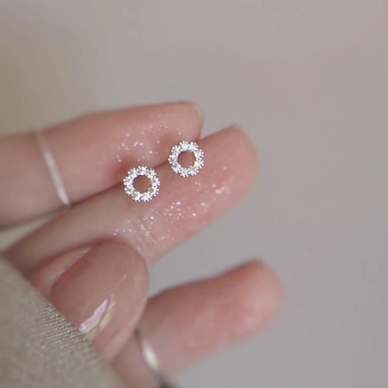 Silver Plated Ear Hypoallergenic Romantic Zircon Flower Butterfly Stud Earrings Piercing for Women Teen Jewelry Accessories