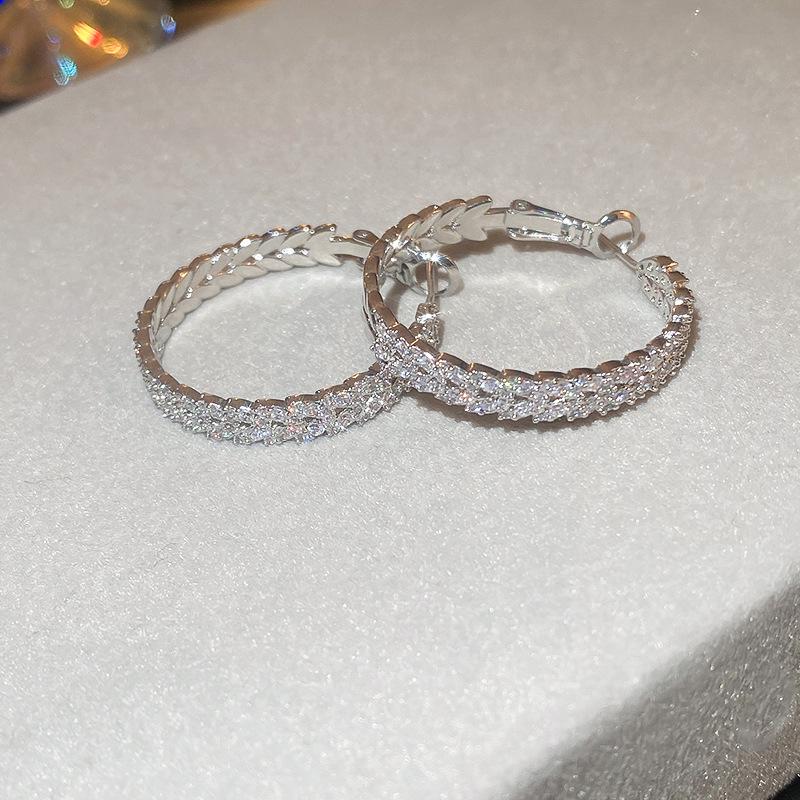 European and American Silver Needle Zircon Earrings: High-End, Versatile, Exaggerated Personality Design