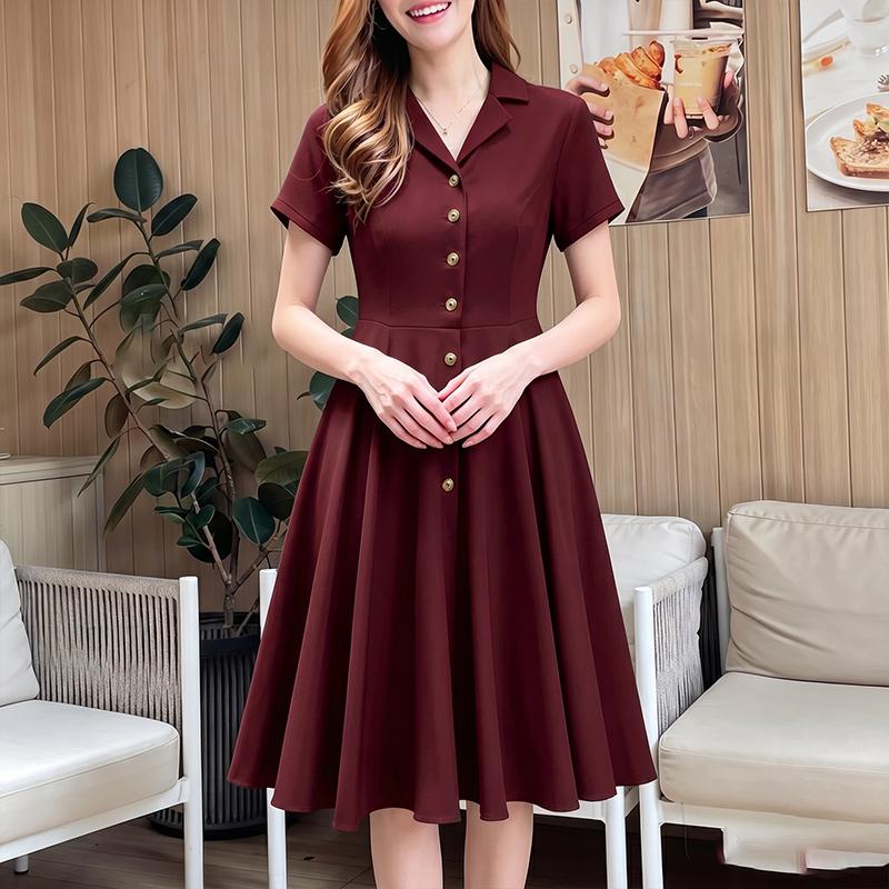 ZANZEA Women Casual Turn Down Collar Summer Short Sleeve Dress