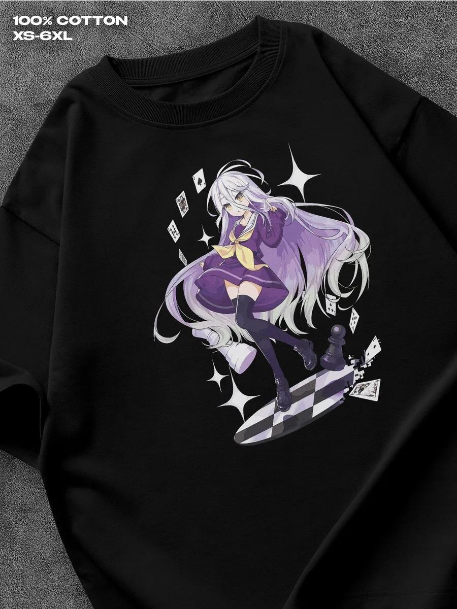 

Футболка No Game No Life Мужская футболка Женские футболки с принтом букв Футболка с коротким рукавом Повседневная уличная футболка Топ S