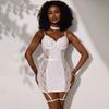 Hot-selling Memory Soft Steel Ring Lace Nightdress Perspective Mesh Hip Skirt with Leg Rings Sexy Underwear 8111