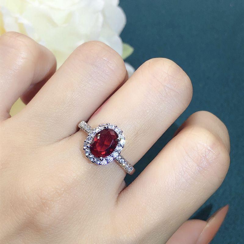 Youngever Colored Gems Ruby Ring for Women Artificial Red Corundum Tourmaline Color Ring with Diamond Fashion Ornament
