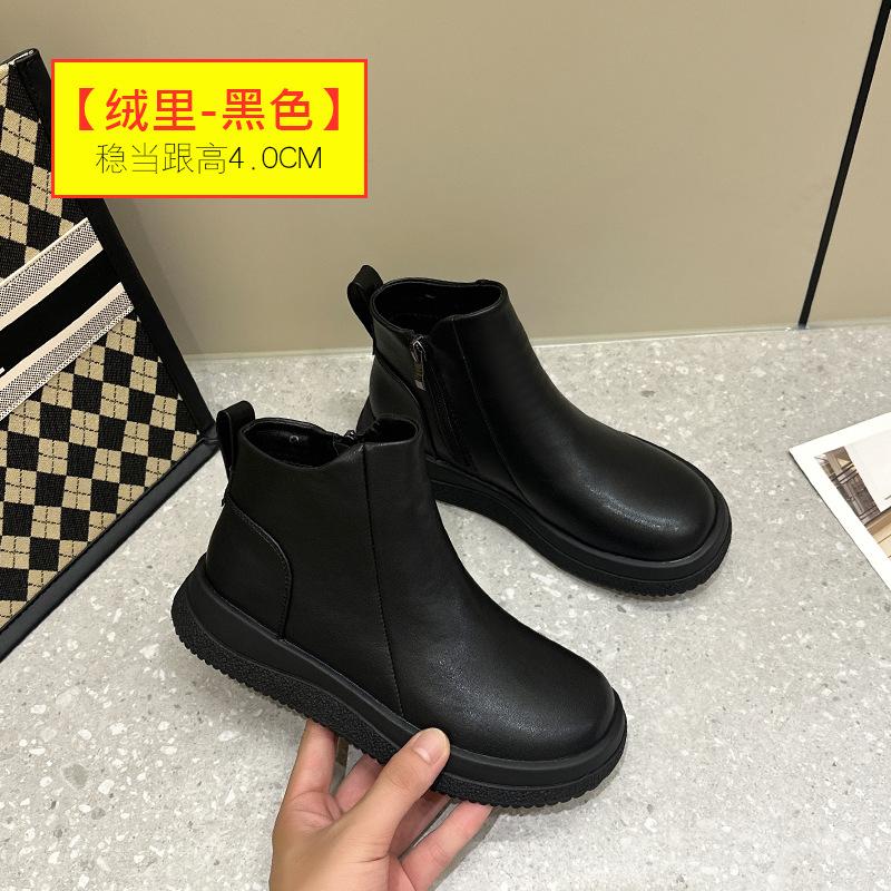 Short boots soft sole 2025 autumn and winter retro warm cotton boots leather shoes boots Martin boots women's new season soft sole spring and autumn 