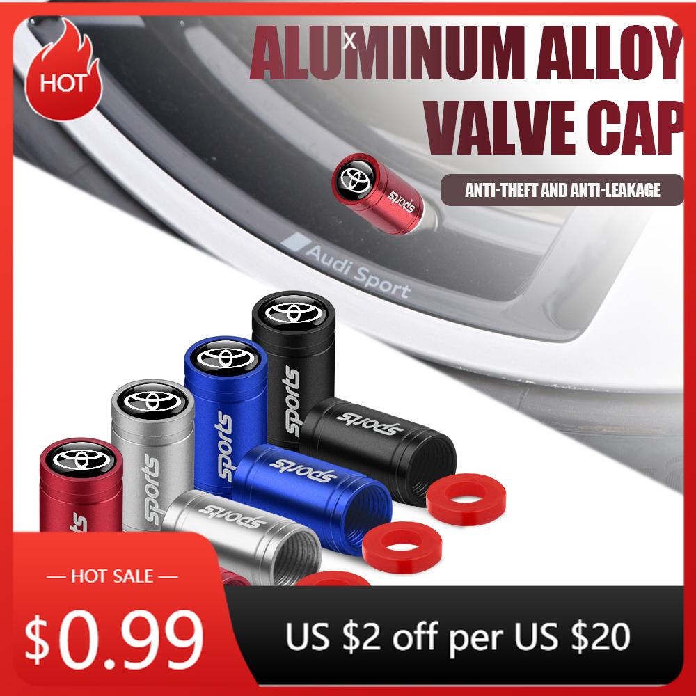 For Toyota 2026 Hot Hub Caps 4Pcs Car Sports Logo Metal Wheel Tire Valve Stem Caps Accessories For Toyota Rav4 Corolla Camry Mir