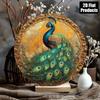 Vintage Peacock Metal Wall Art Sign 8x8 Inch Ornate Round Aluminum Decorative Wall Plaque for Living Room Home Decor
