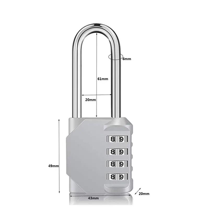 1PC/2PCS Outdoor 4 Digit Long Shackle Waterproof Password Padlock Pad Lock Combination Padlock for School Locker Gym Locker