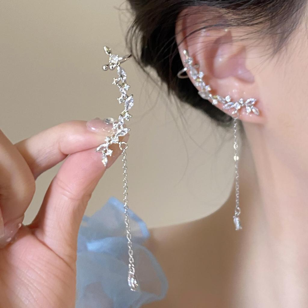 Korean Luxury Butterfly Tassel Earrings: Elegant, Versatile, Long Dangle Design with Silver Needles for Women