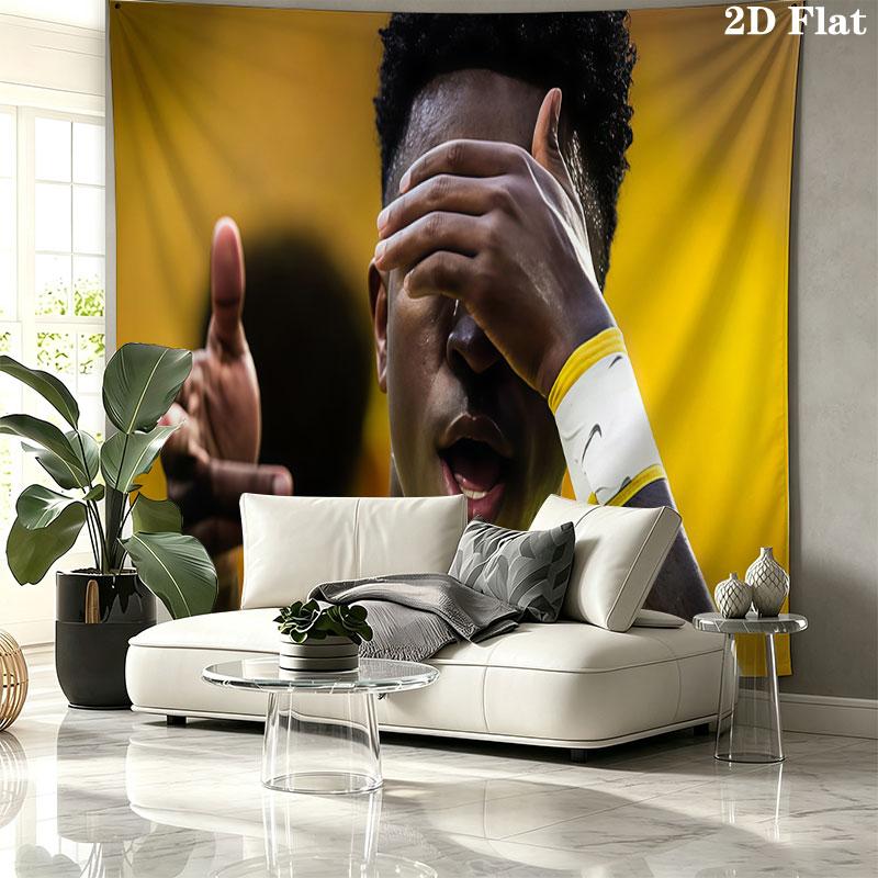 Vinicius Jr Wall tapestry, aesthetic printed fabric blanket, suitable for bedroom, living room, and home decor.