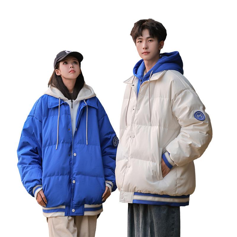 Thickened and Warm, 2025 Winter New Ins Hong Kong Style Design Sense Niche Fake Two Down Jackets Trendy Cotton Clothes