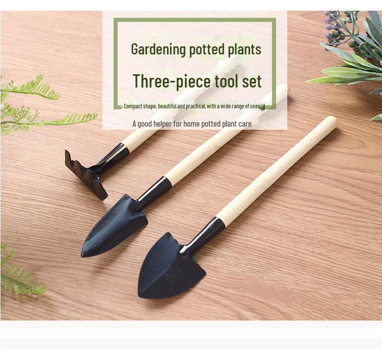 

Мини-набор для домашнего садоводства из 3 предметов: Грабли с деревянной ручкой и острая лопата для рыхлой почвы и цветов