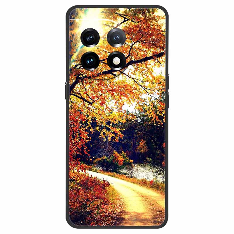 For OnePlus 11 5G Case One Plus 11R Flower Marble Black Bumper Soft TPU Silicone Cover for OnePlus 11 / 11R 5G Phone Cases Capas