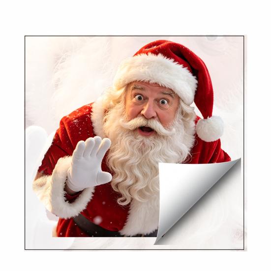 Indoor Outdoor Holiday Accents Santa Claus Window Sticker, Static Removable Decal, Waterproof Stickers Festive PVC Decal for Home Living Room Bathroom