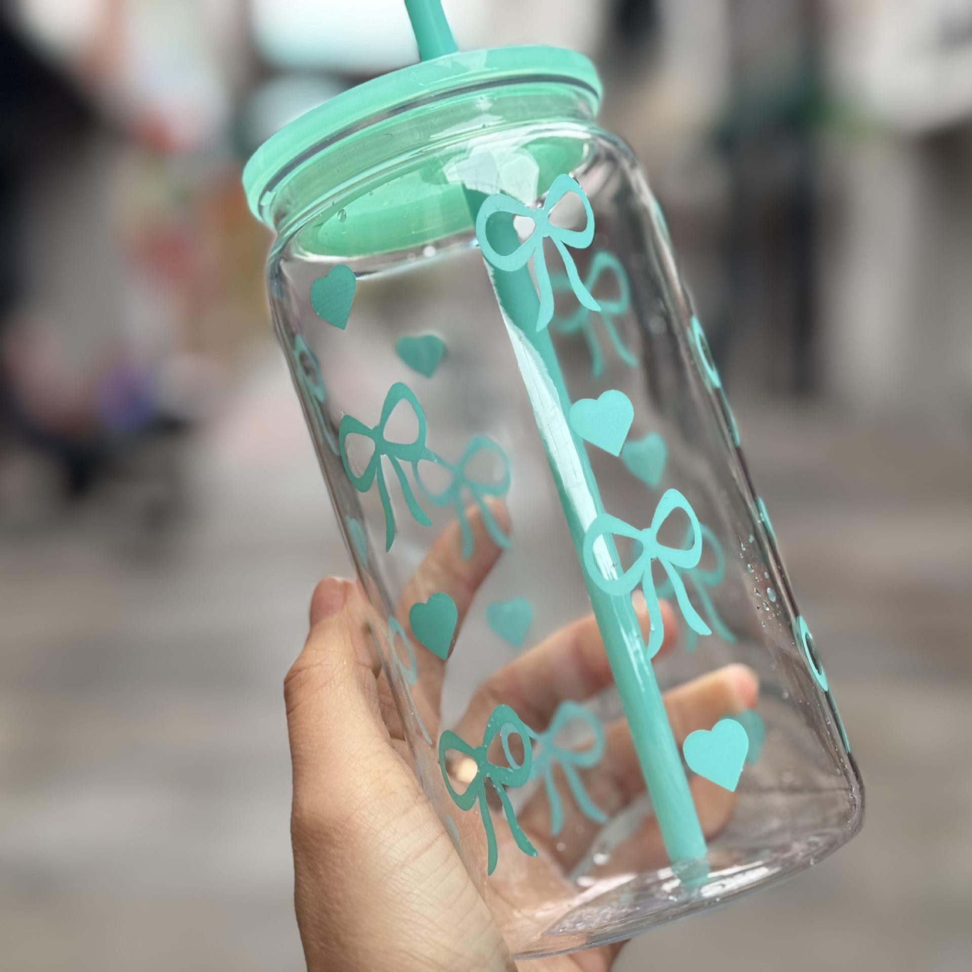 

Plastic Cup with Straw for Home Transparent Mason Cup Water Bottle 16oz KTY 16oz