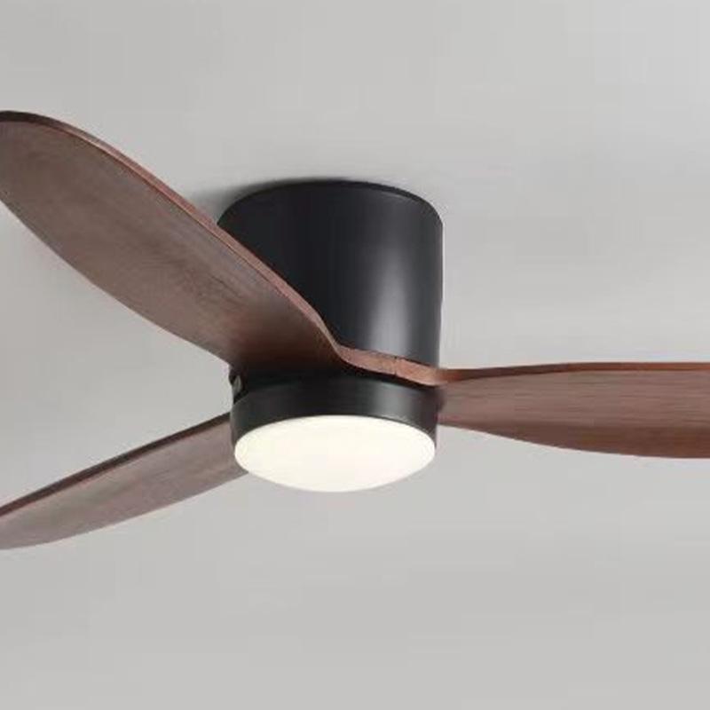 Simple Wooden Ceiling Fan Light for Living Room, Bedroom, or Restaurant with Integrated Lighting and Wooden Fan Blades