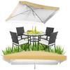 Large Garden Beach Umbrella, Square, Folded, 160 X 160 Cm, Beige, Canopy, Xxl