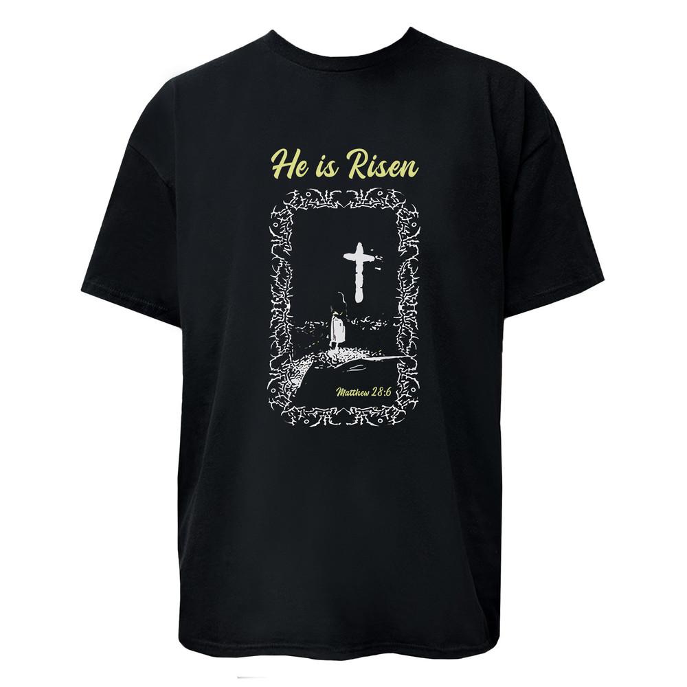 Cross Christian Jesus Matthew 28:6 Christ Unisex T-Shirt Easter Tee He is Risen Unisex T-Shirt XXXL