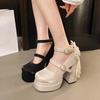 Fashion 2025 New Platform High Heel Women Lolita Shoes Fashion Shallow Butterfly-knot Shoes Ladies Party Dress Cross Strap Pumps Shoes