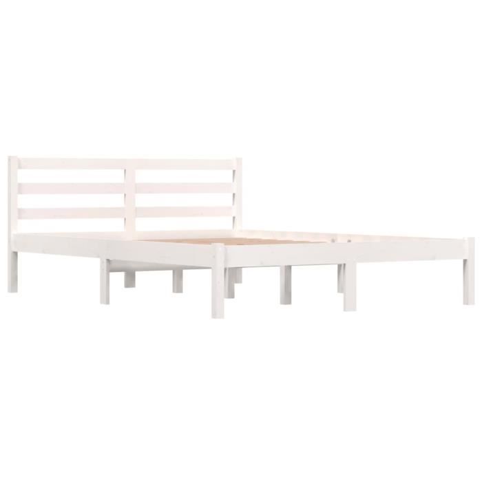 VidaXL Cadre de lit Bois de pin massif 135x190 cm Blanc double