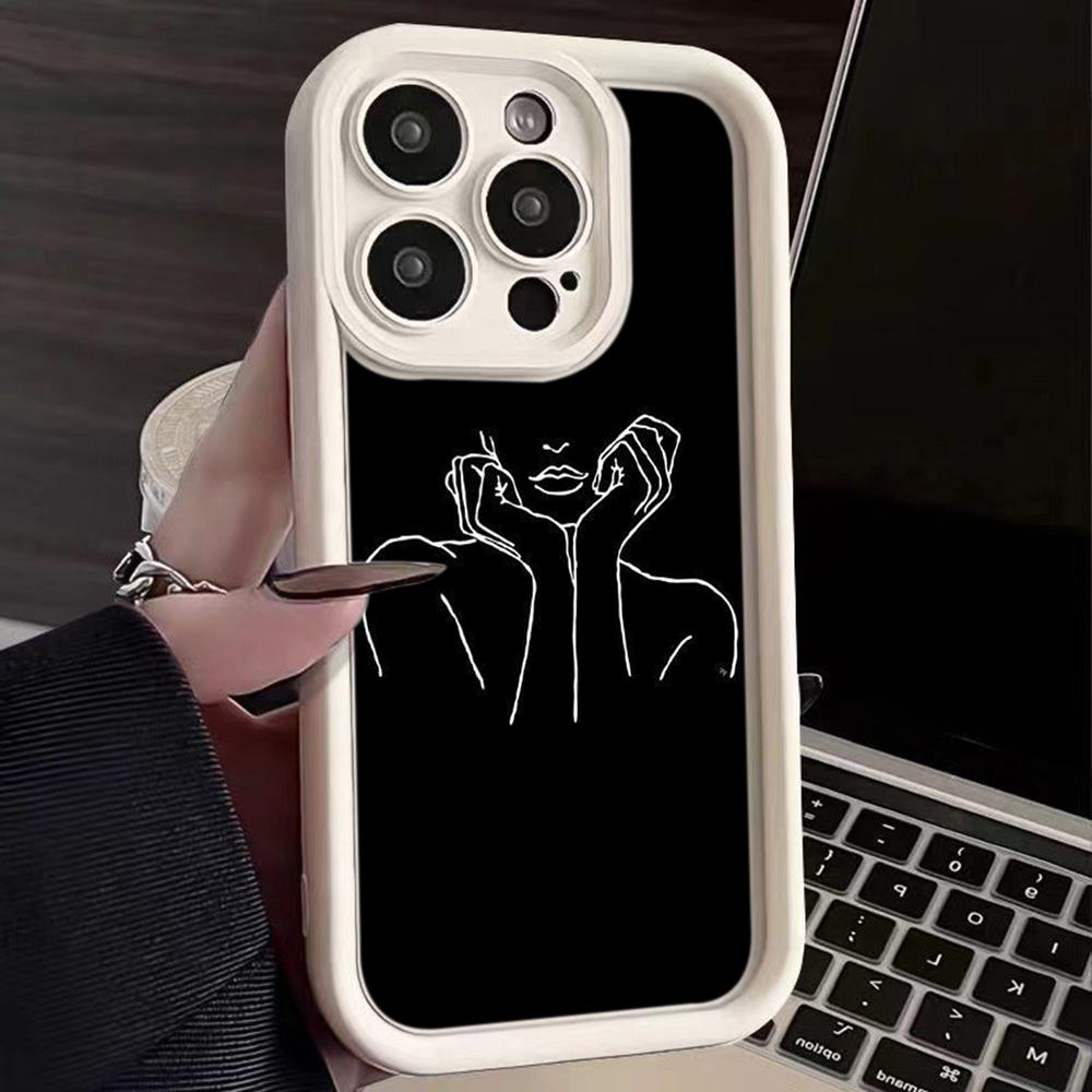 Ae79 Femme Framed Black Art Protective Phone Cases for Xiaomi Poco X5 M6 Redmi Note 13 12 11 Pro 13C 12C A3 9 10 12S Angel Eyes TPU Back Cover