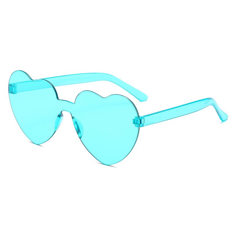 New Fashion Candy Heart Sunglasses Women Gradient Color Integrated Sun Glasses Personality Frameless Design Female