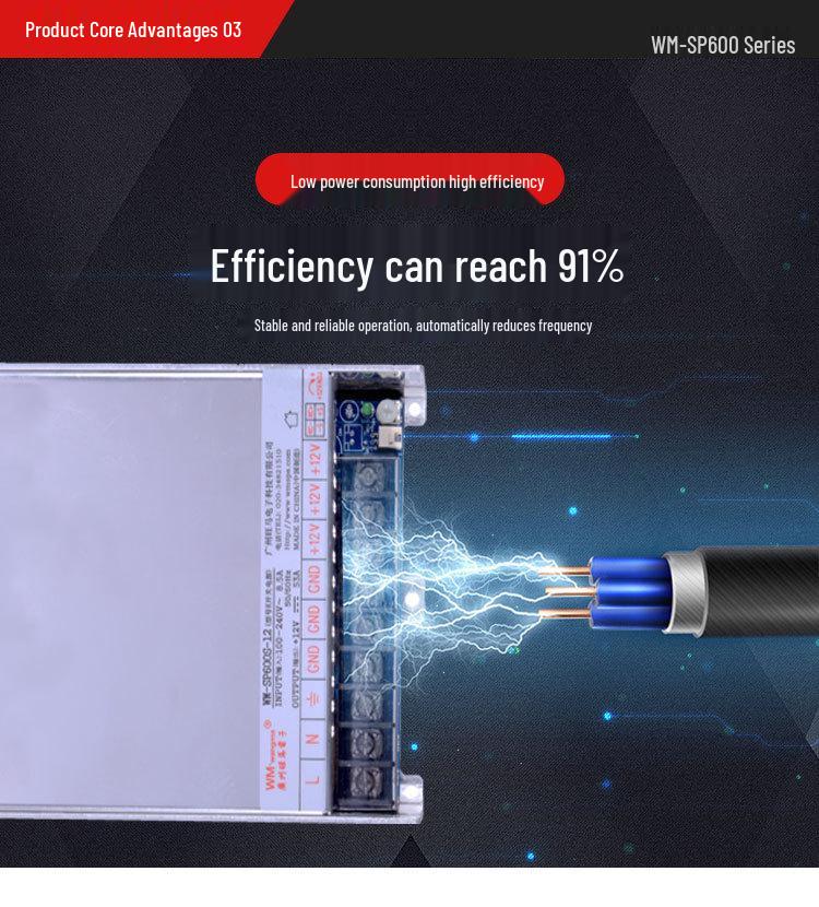 600W 12V to 220V Integrated PFC Power Supply, 53A High-Power Switching